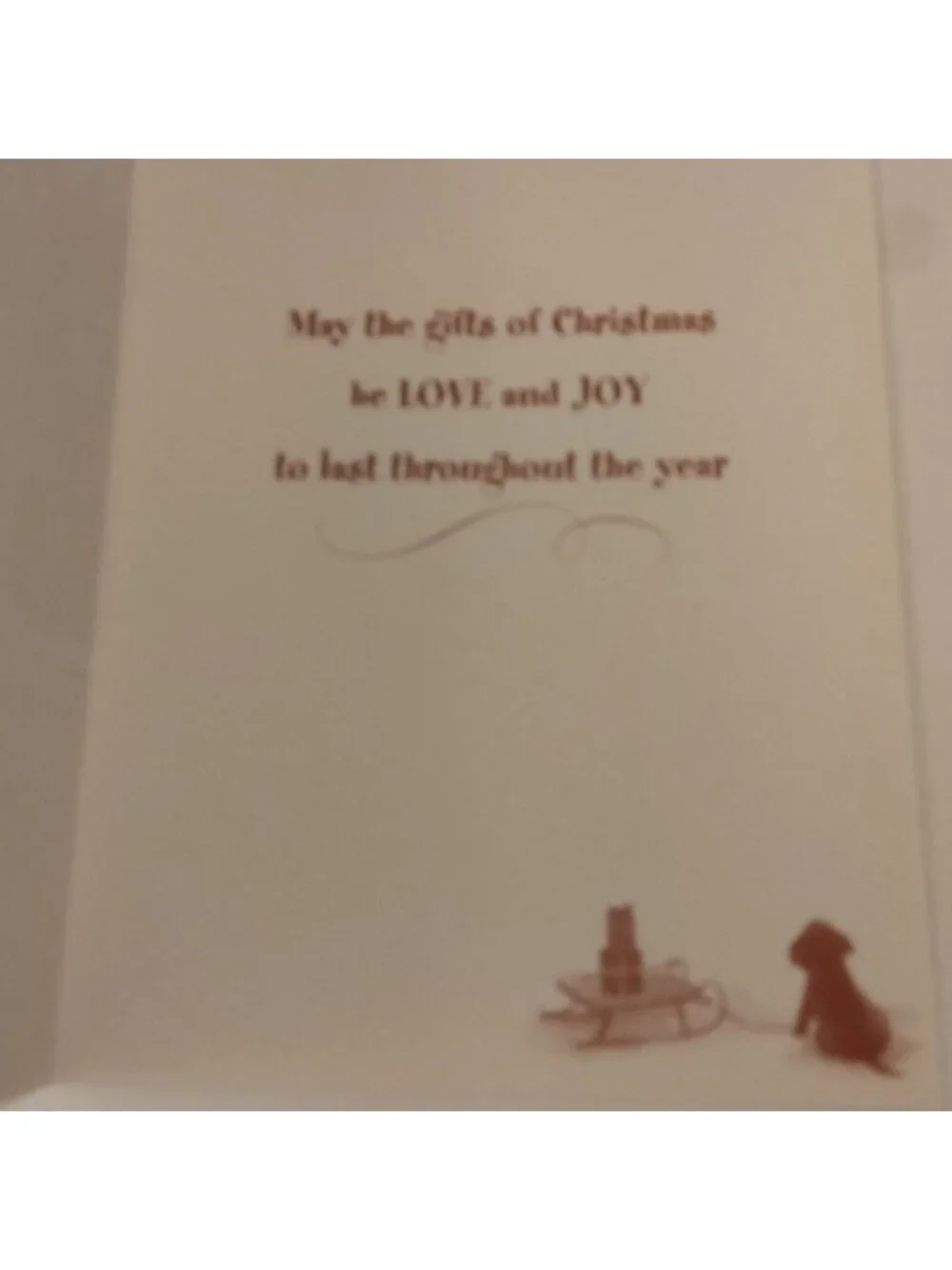 Christmas Card Children Dog Looking At Toy Store May The Gifts Of Love And Joy